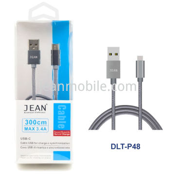 USB-C金属编织快充数据线 深灰 300CM 带包装