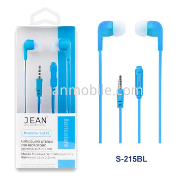 Auricolare Stereo Jack 3.5mm con Microfono S-215 Blu Blister