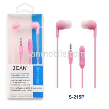 Auricolare Stereo Jack 3.5mm con Microfono S-215 Rosa Blister