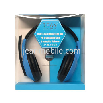 Cuffie Con Microfono Per PC e Cellulare Con Controllo Volume Jack 3.5mm DEP-188 Blu Blister