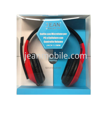 Cuffie Con Microfono Per PC e Cellulare Con Controllo Volume Jack 3.5mm DEP-188 Rosso Blister