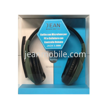 Cuffie Con Microfono Per PC e Cellulare Con Controllo Volume Jack 3.5mm DEP-188 Verde Blister