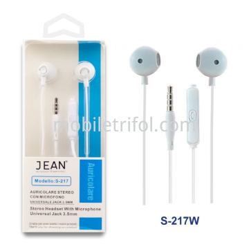 Jack 3.5mm带麦克风耳机 S-217 白色