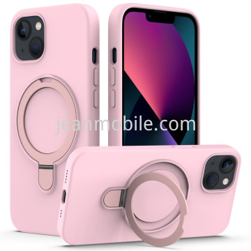Skin Feel Ring Holder Magsafe Case for iPhone 15 Rose