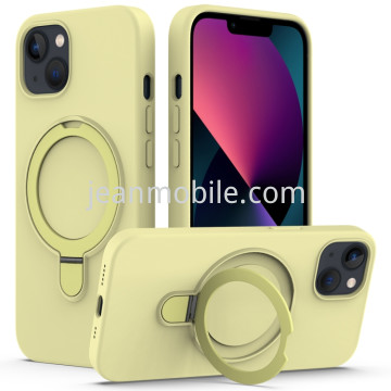 Skin Feel Ring Holder Magsafe Case for iPhone 15 Yellow