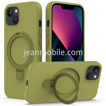Skin Feel Ring Holder Magsafe Case for iPhone 15 Green