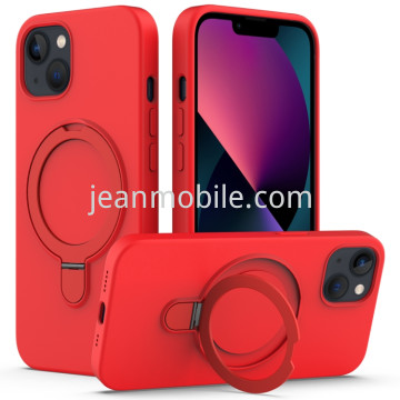 Skin Feel Ring Holder Magsafe Case for iPhone 14 Rosso