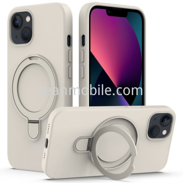 Skin Feel Ring Holder Magsafe Case for iPhone 14 Bianco