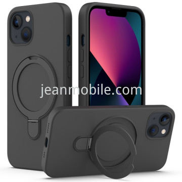 Skin Feel Ring Holder Magsafe Case for iPhone 14 Grafite
