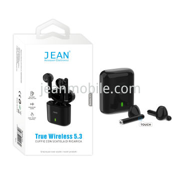 Jean True Wireless 5.3 Cuffie Con Scatola Di Ricarica V77 Nero
