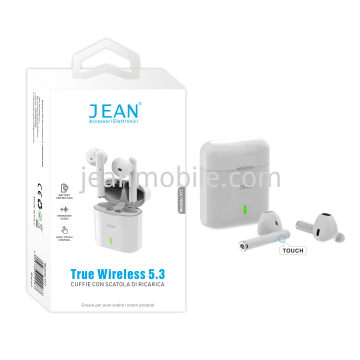 Jean True Wireless 5.3 Cuffie Con Scatola Di Ricarica V77 Bianco