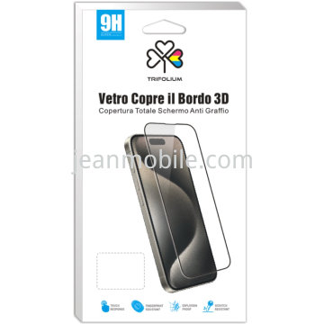 IP-42 iPhone 15 Vetro Temperato Copertura Totale Nero Bulk