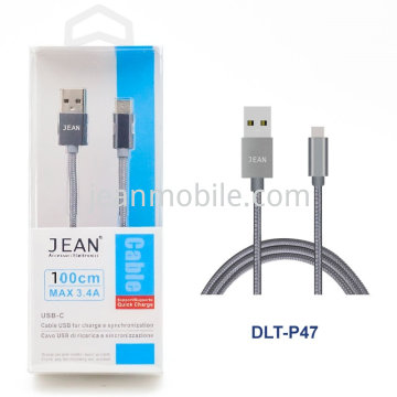 JEAN Cavo USB-C di Ricarica e Sincronizzazione Coperti Da Nylon 1M Argento
