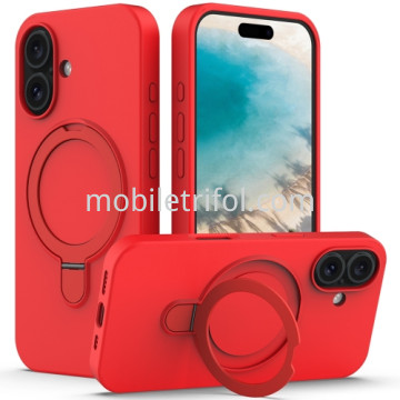 新款液态硅胶磁吸支架手机壳适用 iPhone 16 红色