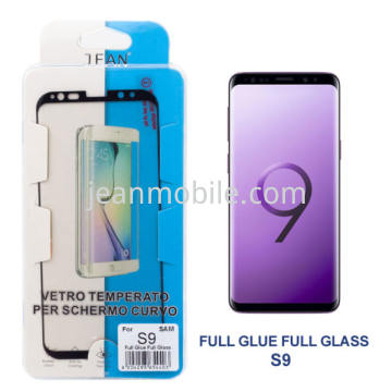 Samsung S9 Plus G965 Vetro Temperato Copertura Completo Colla ai Bordo Compatibile Nero