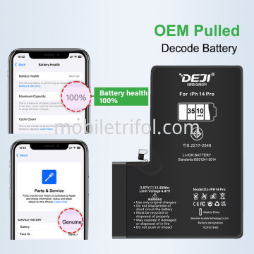 iPhone 14 Pro DEJI Battery 3510mAh Diagnosable Show 100% Battey's Health Blase