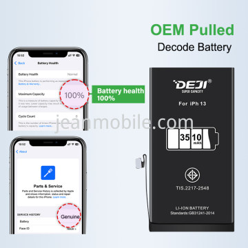 iPhone 13 DEJI Battery 3510mAh Diagnosable Show 100% Battey's Health Blase