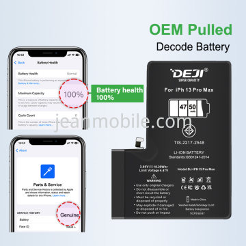 iPhone 13 Pro Max DEJI Battery 4750mAh Diagnosable Show 100% Battey's Health Blase