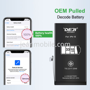 iPhone 12, iPhone 12 Pro DEJI Battery 3310mAh Diagnosable Show 100% Battey's Health Blase