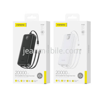 Foneng 20000mAh Power Bank with 3 Built-in Cables 22.5W PX107 Nero