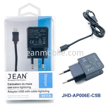 5V 1A Wall Charger With Lightning Cable AP006E-C5 Schwarz