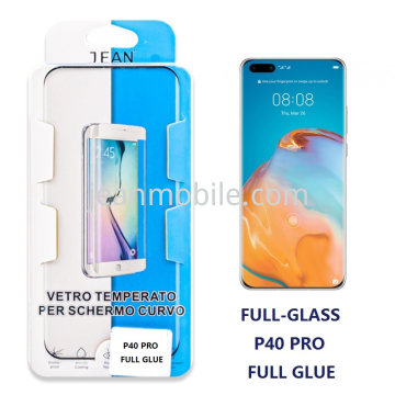 Huawei P40 Pro Vetro Temperato Colla Completa Bordo Nero Compatibile Blister