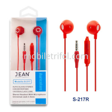 Jack 3.5mm带麦克风耳机 S-217 红色